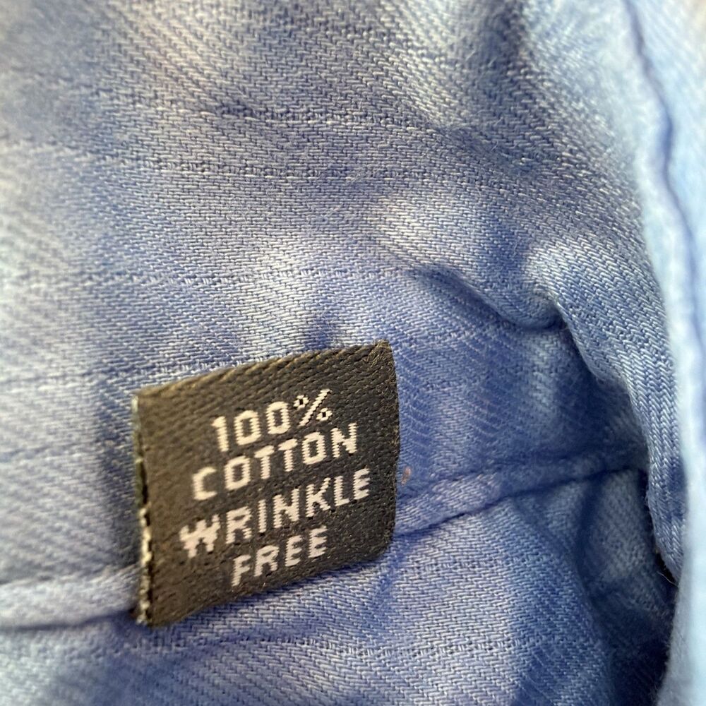 Kenneth Cole Reaction Textured Stripe Dress Shirt 18.5 34/35 Blue Wrinkle Free - Picture 15 of 15